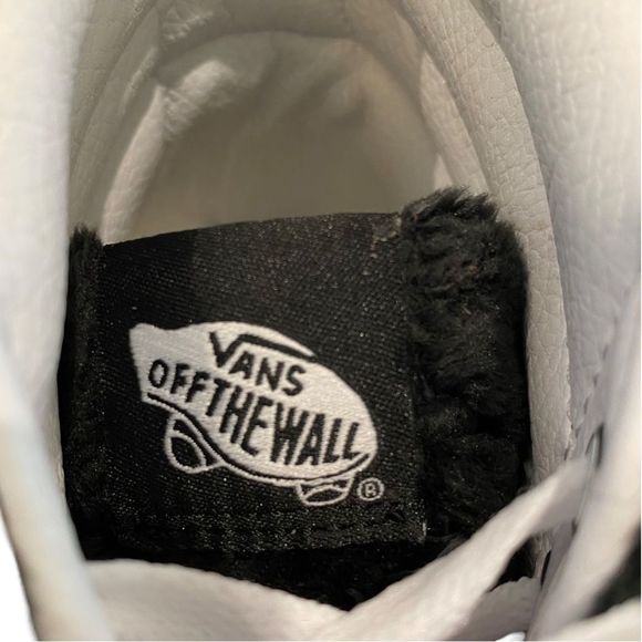 Vans Black and White Fuzzy High-Top Sneakers - Picture 7 of 14